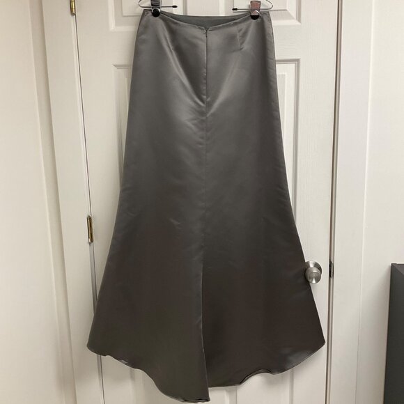 New Image Two-Piece Gray Corset Sweep Train Silk Womens Sz 10 Formal Dress Prom - Picture 6 of 16